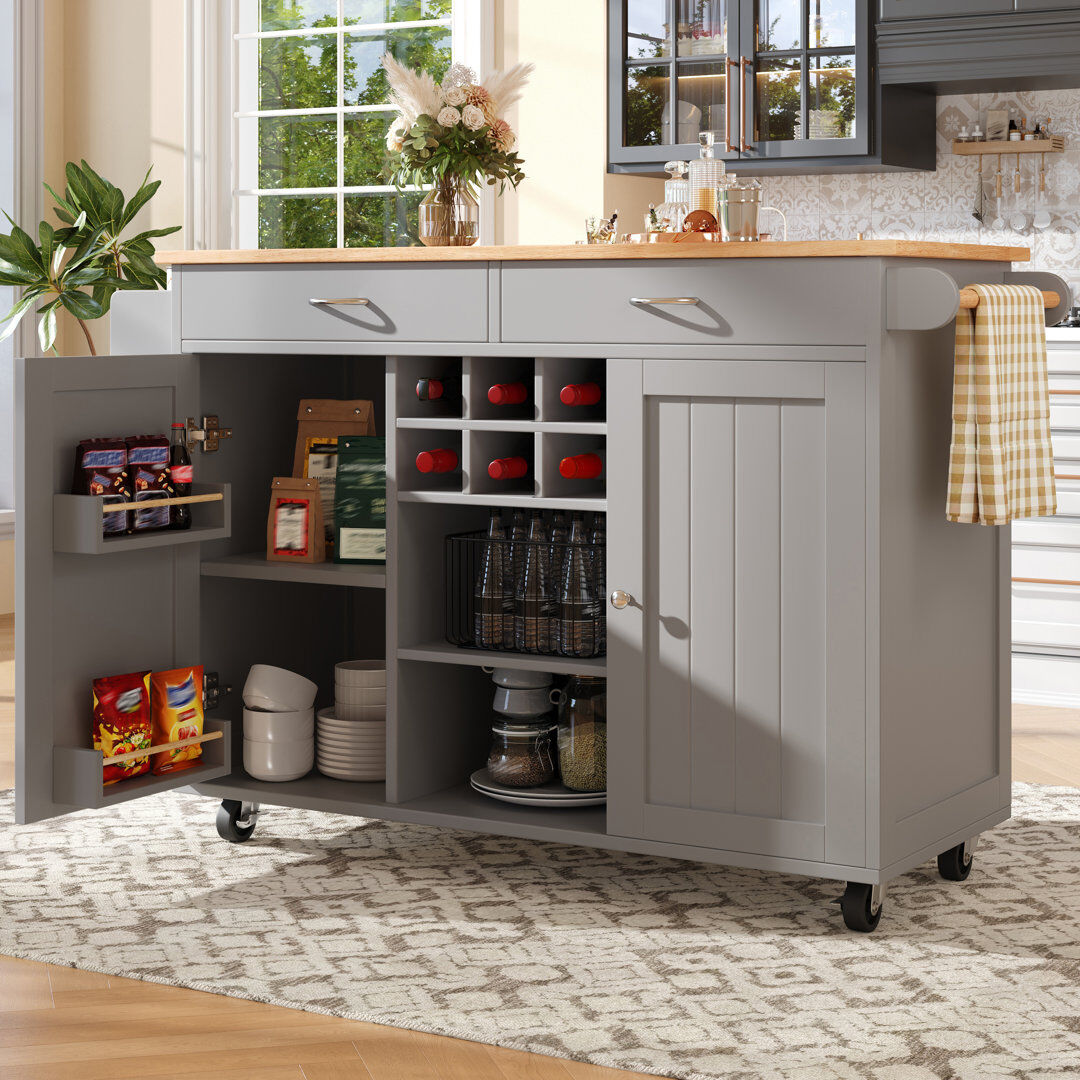 Lark Manor 122 cm W Kitchen Island with Grey 92cm H X 122cm W X 45cm D