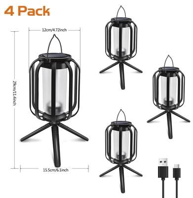 Uplifted Finds Dual Charging Solar Flame Lantern   Waterproof Outdoor Hanging Decorative Light For Gardens & Patios 4 Pcs