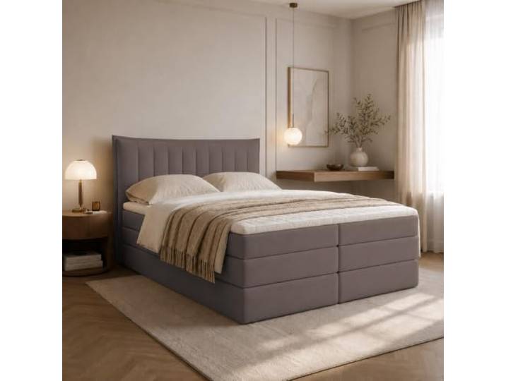 EURO-MOEBEL Boxspringbett Luna Plus Bett mit Taschenfederkern und Bonellfederkernmatratze (Braun - Itaka 20, 180 x 200)