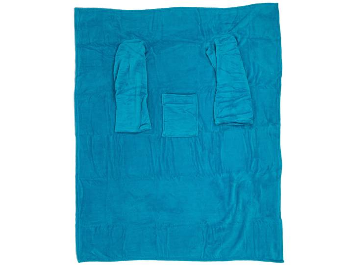 Kuscheldecke mit Ärmeln & Tasche, türkis