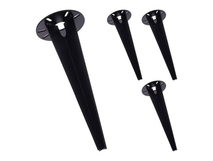 Relaxdays Piquets De Sol Pour Lampes De Jardin\, Lot De 4\, Ancrages Au Sol\, Passage De Câbles\, 30 Cm\, Inox\, Noir