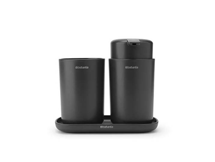 Brabantia Accessoires de Salle de Bains\, Kit de 3\, Collection Renew - Dark Grey