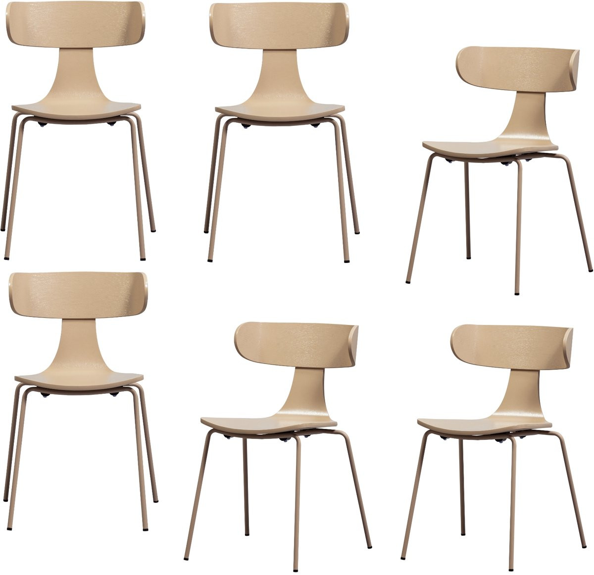 WOOOD Form Eetkamerstoelen - Zand - Set van 6 - Stapelbaar