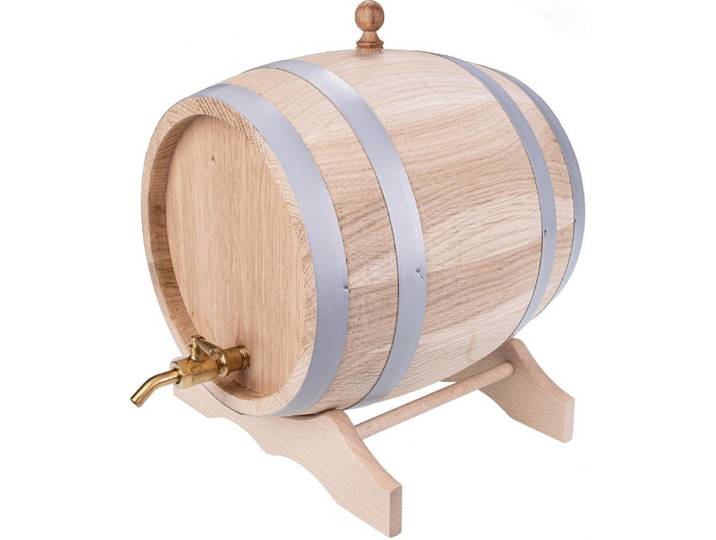 Holz Frank Schnapsglas Eichenfass 3L mit Messing-Zapfhahn - Schnapsfass ideal für Whisky, 4-tlg., Eiche