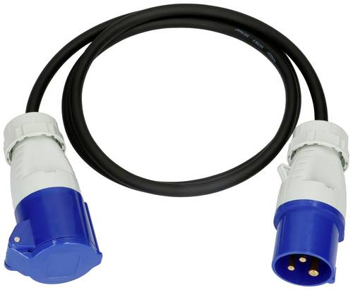 Max Hauri 163894 Strom Verlängerungskabel Blau, Schwarz 1.5m H07RN-F 3G 1,5mm² Ölbeständig, UV-Beständig, Säurebeständig