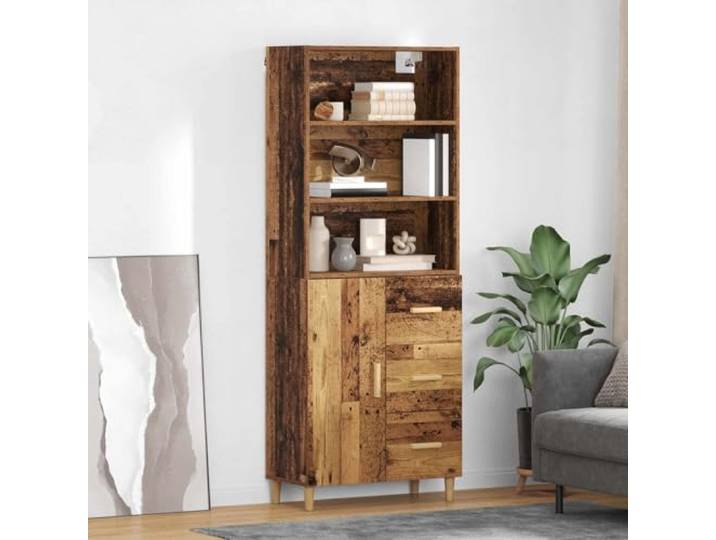 RJPLMFV Oberer Schrank aus Holz, 69,5 x 32,5 x 180 cm Holzwerkstoff, geräumige Regale, robuste Füße, fertige Rückseite, für Wohnzimmer