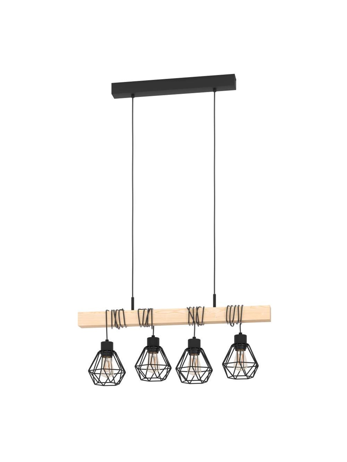 EGLO TOWNSHEND 5 LANGER TISCH 4XE27 L700 SCHWARZ/HOLZ