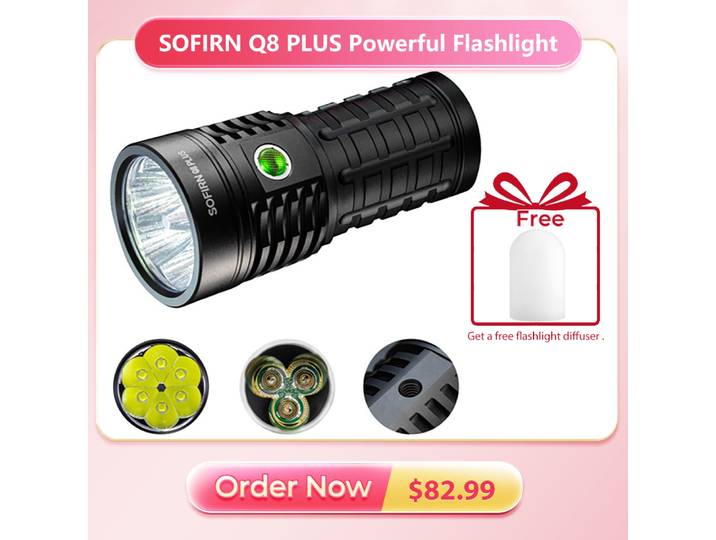 Lampe torche LED SOFIRN Q8 Plus 6*XHP50.2, rechargeable par USB C, 21700, 16000lm, lampe puissante, lanterne portable EDC, lampe BLF Anduril 2