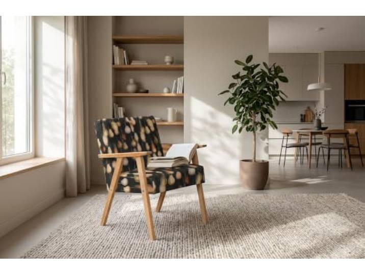 Family Meble Sessel Soler Design – Retro-Sessel im Vintage-Stil mit Stoff-Bezug – Schwarz · 1