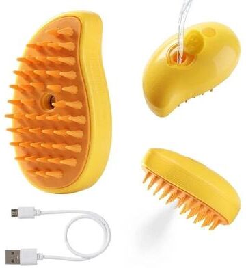 Inspired Finds 3 in 1 Rechargeable Steam Pet Grooming Brush For Cats & Dogs yellow
