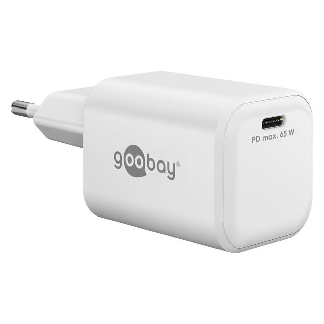 Goobay USB-C PD GaN Schnellladegerät Nano 65 W weiss (65 W, 1 Port) (79156)