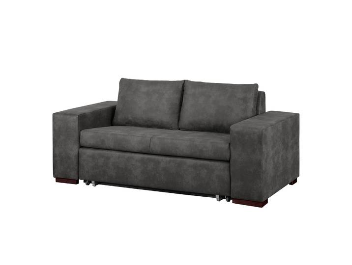 Schlafsofa Basic mit XL Armlehne Grau/Basalt Microfaser Bera 196cm Industrial