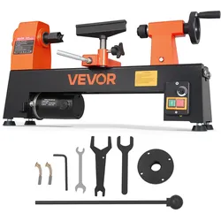 VEVOR Drechselbank 20 x 33 cm 1/3 PS Tischdrehbank für Weich- und Hartholz, Anfänger und Hobbybastler, mit Variabler Drehzahl (150 bis 3200 U/min), Überstromschutz und Zubehörset für Holzarbeiten