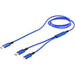 Smrter USB-C® Y-Kabel USB-C®, Apple Lightning Stecker 120 cm Blau Aluminium-Stecker, Stoff-Ummantelung, mit OTG-Funktion SMRTER_DUO_NB