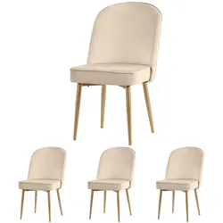 OKWISH Esszimmerstuhl Beige Samt mit goldfarbenen Metallbeinen 89x62x50 cm rutschfesten Bodenschonern ergonomischer Rückenlehne und komfortabler Polsterung