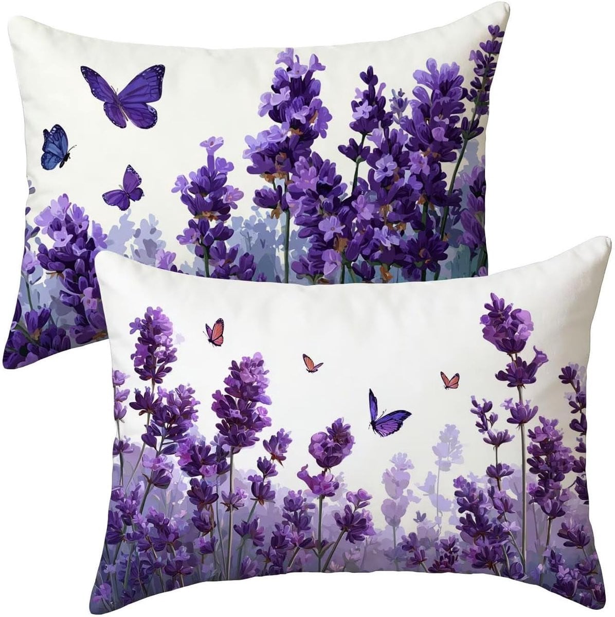 Paarse waterafstotende fluwelen kussensloop set voor buitenmeubels, 40 x 70 cm