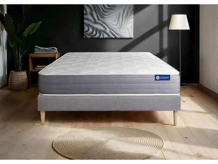 Ensemble Matelas Sommier 180x220 cm - Actimemo Dream - Sommier Kit Gris