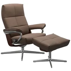 Stressless Sessel mit Hocker David Cross Leder Braun Batick Mole L (Large)