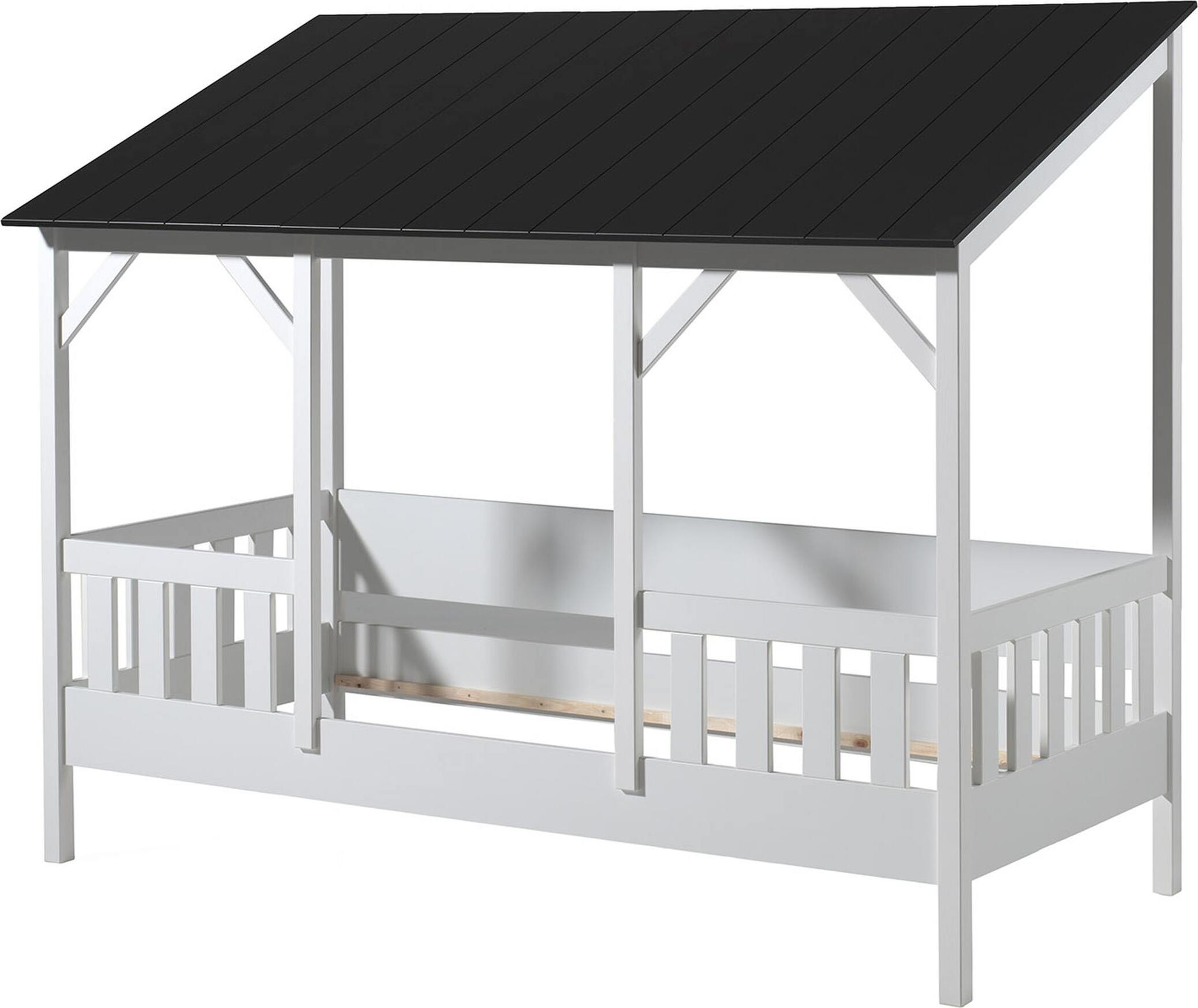 Vipack Hausbett mit 90 x 200 cm Liegefläche, Dach in Schwarz
