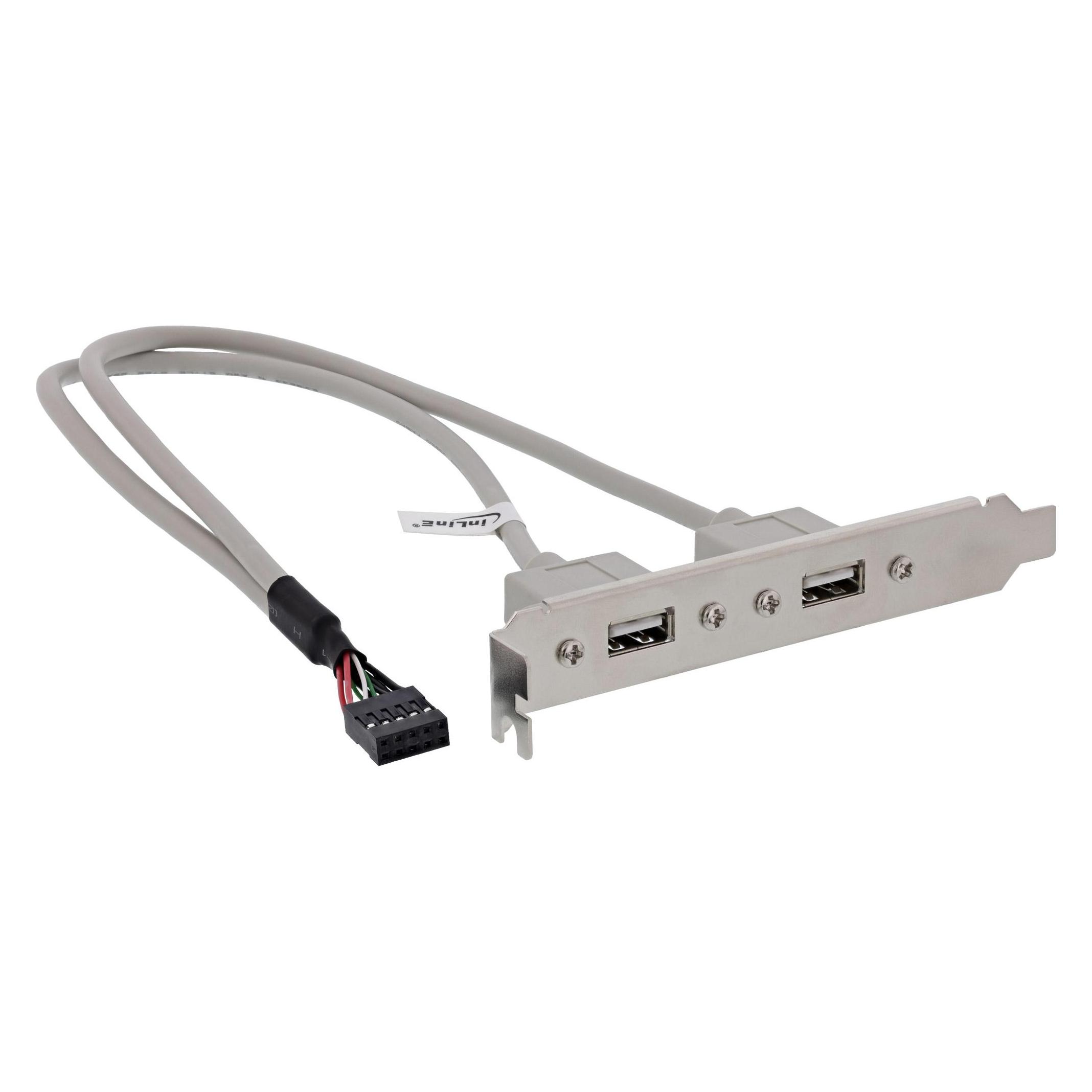 Aquatuning InLine Slotblech USB 2.0, 2x USB Buchse auf 1x 10pol (33391)