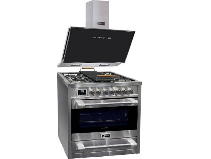 Kaiser Küchengeräte Gas-Standherd HGe 93505 R+A 9430 F ECO/3, Gas Elektro Standherd 90 cm/ Inkl. Grillplatte+Dunstabzugshaube 90cm