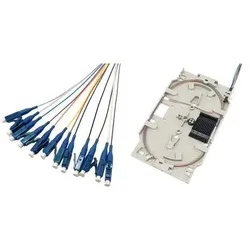Tecline LWL Spleisskassette mit 12x Faserpigtail OS2, farbig, LC/UPC, 2,0 m, 12 Stück, Zubehör Netzwerk