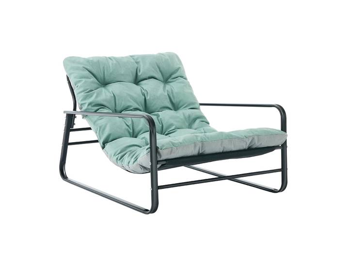 Fauteuil de salon\, transat de jardin\, chaise longue avec coussin réversible\, mobilier de balcon en acier\, fauteuil rembourré pour 2 personnes\, chaise longue d'extérieur\, mobilier pour balcon\, jardin\, terrasse\, couleur bleue