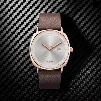 Inspire Essentials Tomi Mens Minimalist Leather Watch brown Gold