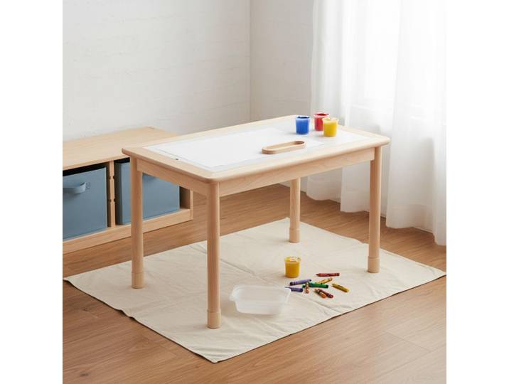 Table de jeu sable et eau en bois robuste, hauteur réglable, coins arrondis pour jeunes enfants, salle de jeux