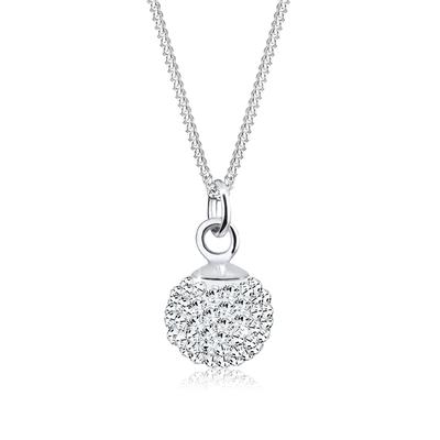 Silberkette ELLI "Halskette Anhänger Kugel 925 Silber, mit Kristallen von Swarovski" Gr. 45, weiß, Halsketten, Damen, Silber 925 (Sterlingsilber), Silberkette