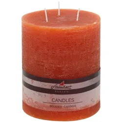 Stumpenkerze Raureif 14 cm Wachs Orange M (Medium)