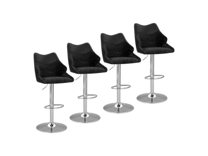 WOLTU Barhocker 4er Set, Höhenverstellbarer Barstuhl, 360° drehbar, Schwarz Mit Rückenlehne und Fußstütze, Sitzbezug aus Chenille und PU, für Küche Hausbar