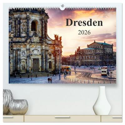 Dresden 2026 / Geburtstagskalender (hochwertiger Premium Wandkalender 2026 DIN A2 quer), Kunstdruck in Hochglanz
