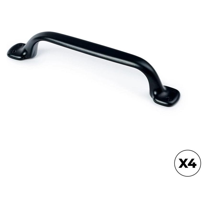 REI Furniture pull handle, model 580, made of zamak with matte black finish, 96 mm, blister 4 units (70247011)
