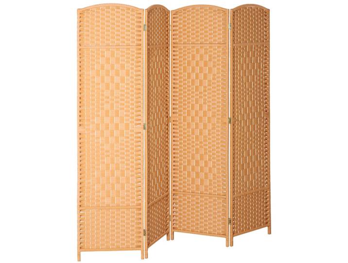 Homcom Paravent Polypropylen Kiefernholz Braun, Holz, 1.7x180 cm, Sonnenschutz, Sichtschutz