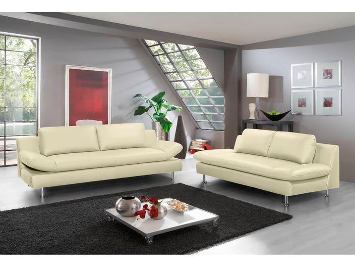 Polstergarnitur PLACES OF STYLE Redding , beige (creme), NaturLEDER, Sitzmöbel-Sets, Polstergarnitur, bestehend aus 2- und 3-Sitzer