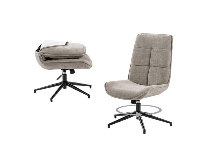 Meubles Cosy Sessel Grauer Drehstuhl, Metall, 61x95x67 cm, Esszimmer, Stühle, Esszimmerstühle