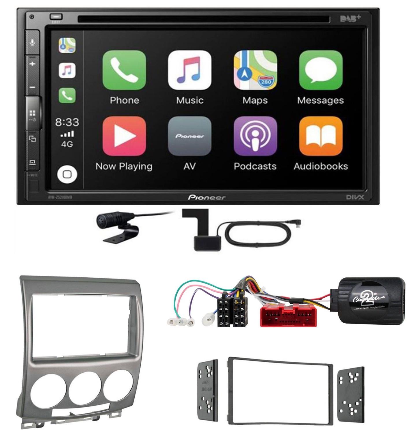 Pioneer AVH-Z5200DAB CarPlay Android Auto USB Bluetooth Einbauset für Mazda 5 CR