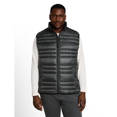 Steppweste TOM TAILOR PLUS, Herren, Gr. 3XL, grau (schwarzest olive), Steppware, Obermaterial: 100% Polyester. Futter: 100% Polyester, unifarben, bequem hüftbedeckend, Rundhals, Westen Steppweste, mit Stehkragen und Reißverschluss / Große Größen