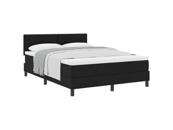 KTHLBRH Boxspringbett mit Kopfteil schwarz 140 x 200 cm Stoff Kopfteil verstellbar, 2 Höhen verstellbar, Holz, Kiefer massiv, Taschenfedern, mittlere Härte