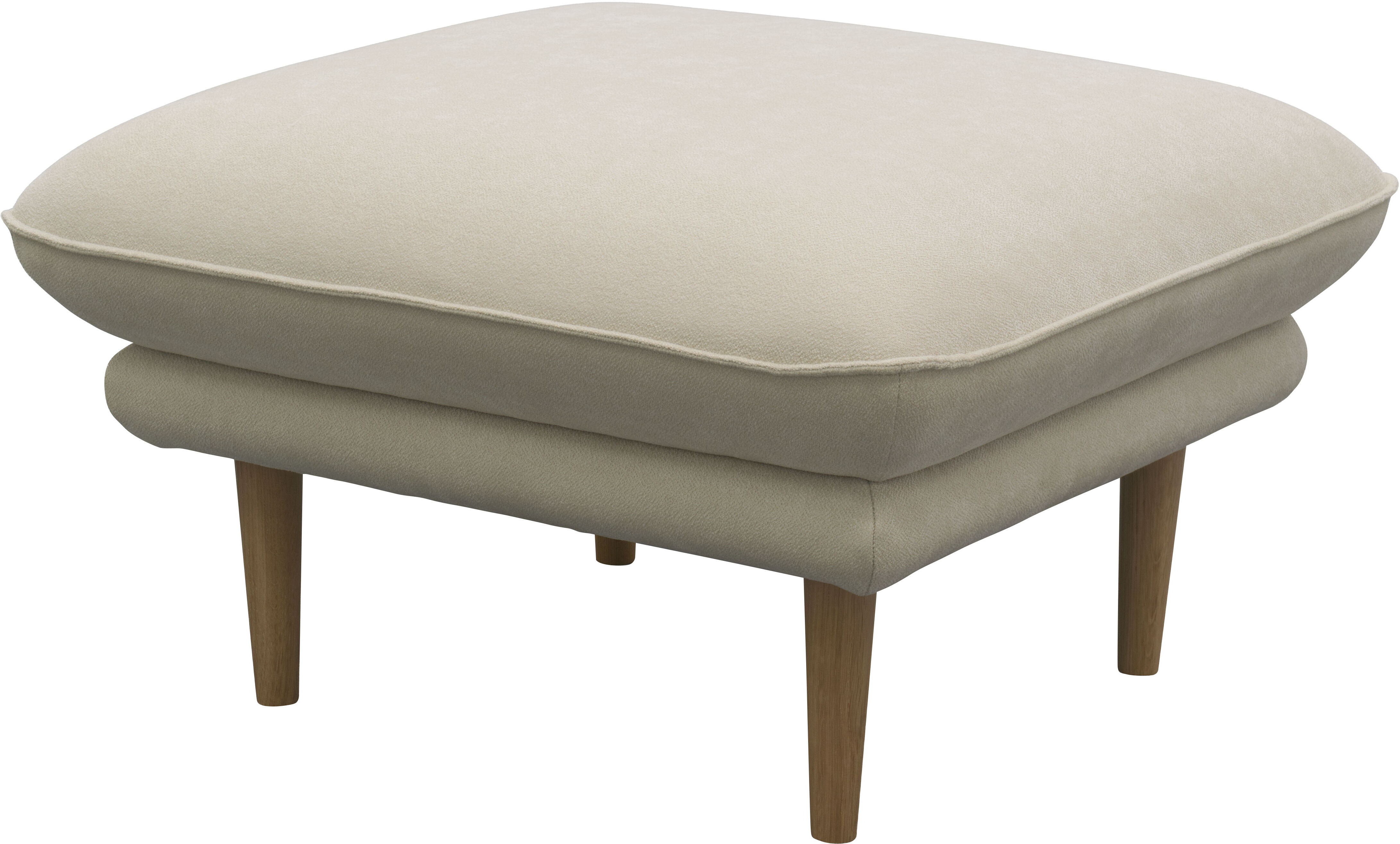 Hocker DOMO COLLECTION "Leuven", beige (creme), B:74cm H:43cm T:70cm, 100% Polyester, Hocker, Hocker, angenehm feste Polsterung, bodenfrei, 19 cm hohe Holzfüße