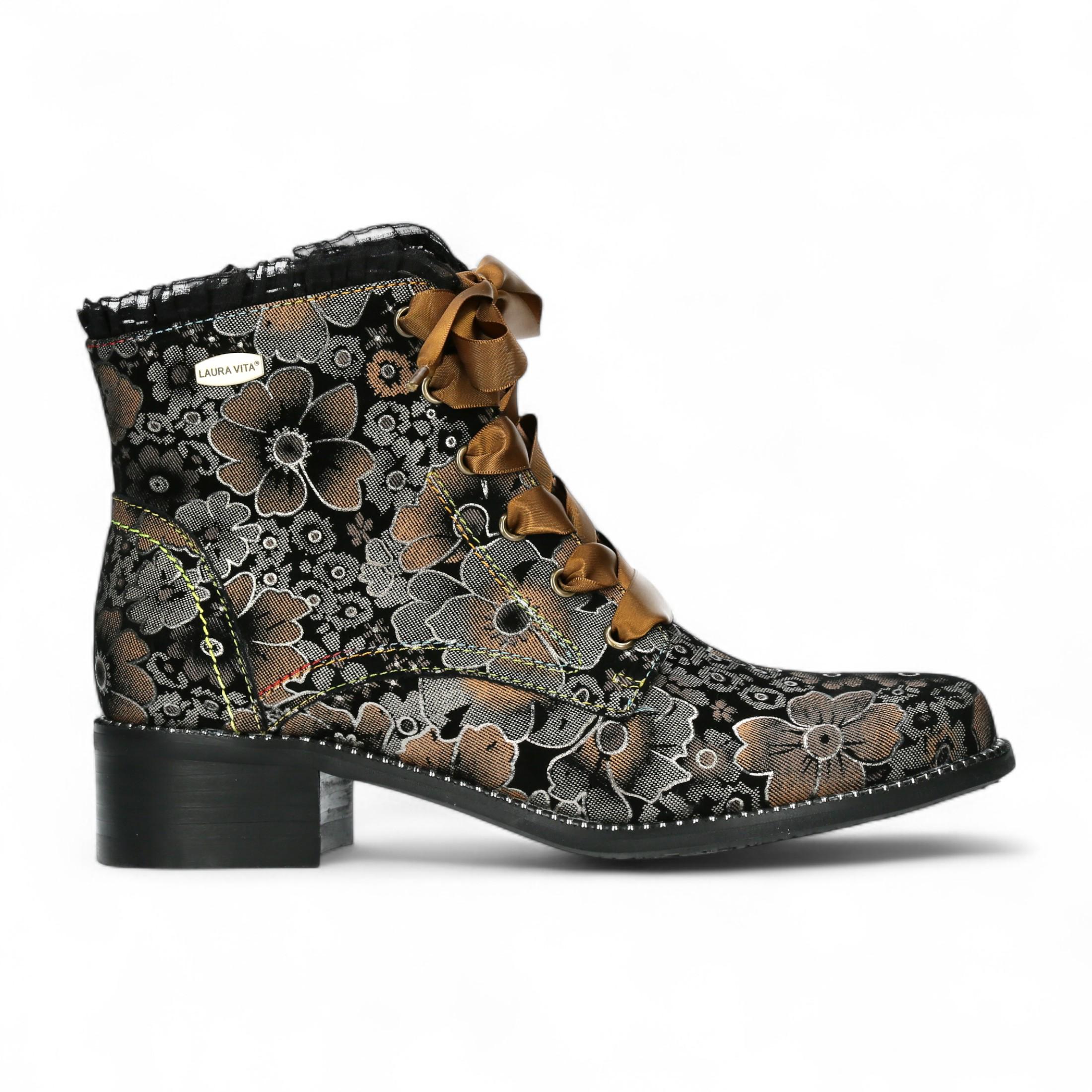 Laura Vita Emcmao-45 Damenstiefeletten im Gothic-viktorianischen Stil aus Leder mit Knöchelabsatz, Braun