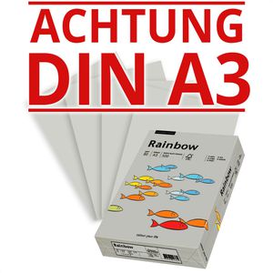 Papyrus Kopierpapier Rainbow 88042808, A3, 80g/qm, grau, 500 Blatt
