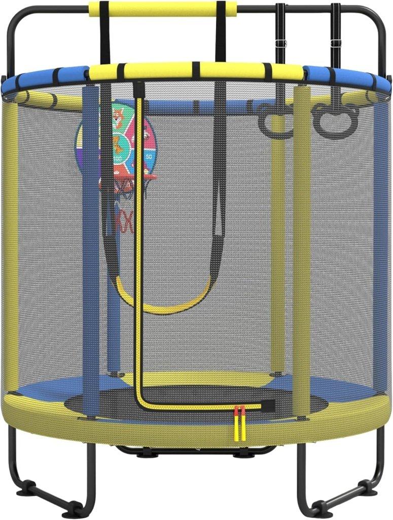 Kindertrampoline 160 cm mit Basketballkorb, Schaukel und Ringen - Trampoline - Spielgeräte