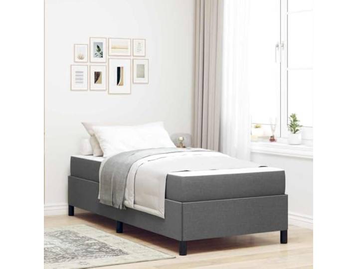 Stoffbezug mit Matratze Modernes Design Boxspringbett Grau 100 x 200 cm Boxspringbett Dunkelgrau 100 x 200 cm Stoff mit Matratze Taschenfederkern Einzelbett Modernes Design Lattenrost Schlafzimmer