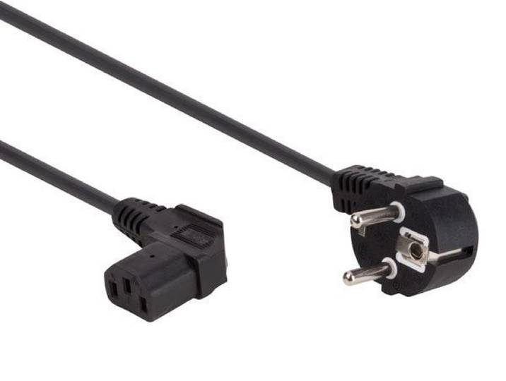Perel Voedingskabel H05VV-F 3G1 - 2.5 m - 10 A/230 V - type E/F 90° naar C13 90° - Zwart