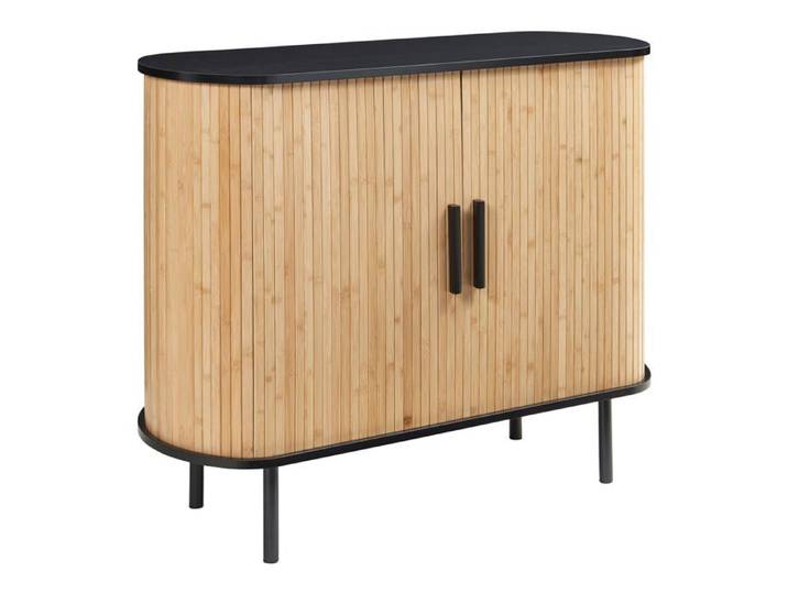 Buffet - HELLOSHOP26 - Armoire d'appoint - 2 portes coulissantes - 8 compartiments - Noir 100x40x80cm