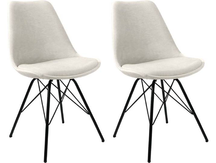 KICK® VELVET - Kuipstoelen - Velvet - Ivoor - Zwart Frame (set van 2)