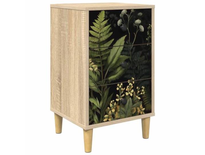 HFXHIJXQ Nachttisch Sonoma-Eiche 36x33x60 cm mit 3 Schubladen Kompakter Kommodenschrank für das Schlafzimmer mit 3 Fächern, erhöhten Füßen und robuster Holzwerkstoff-Konstruktion.