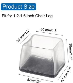 Unique Chair Leg Floor Protectors Non-Slip Square Chair Leg Pads 24 Pieces